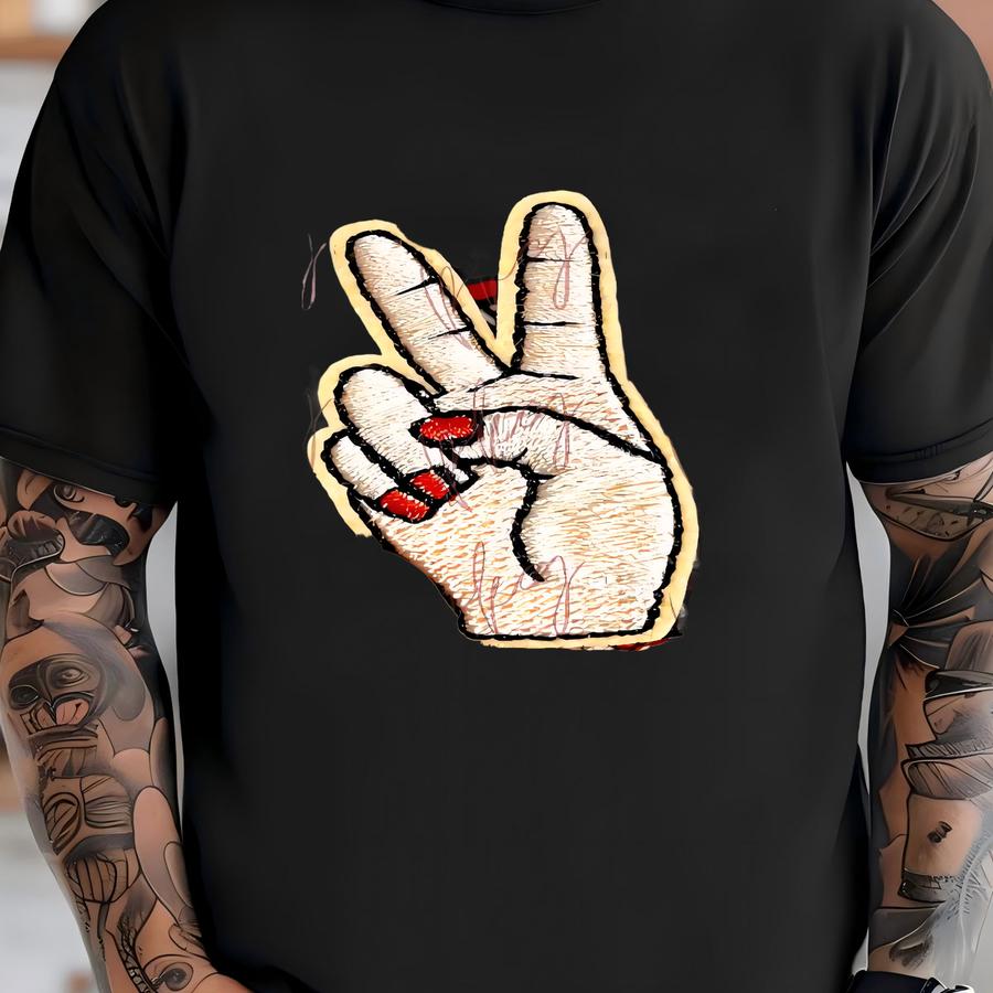 Hand Peace Sign Patch - Iron On - Small - Beige - Accessory - Trucker Hat - Y - Accent Patch - Be Kind Have Peace T-shirt