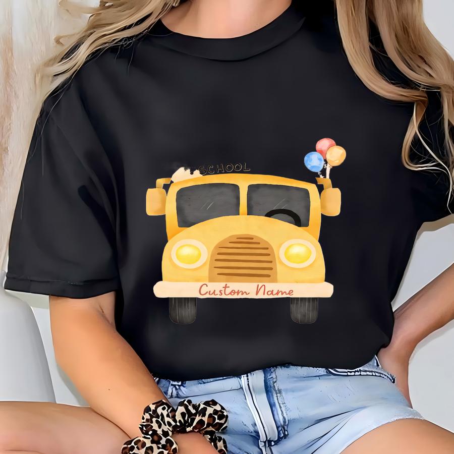 The Toddler On The Bus Birthday Hoodie – Custom Name Age School Bus Shirt T-shirt
