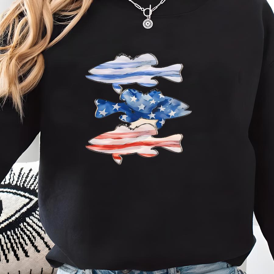 America Flag Bass Toddler Shirt - Bass Fish In A Row Kids Shirt - Patriotic Fishing Day Outfit - Natural Toddler Shirts Sweatshirt