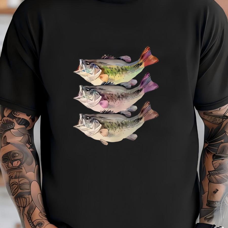 Colorful Bass Fishing Toddler Shirt - Lake Fish Species Graphic Tee - Fishing Kids Shirt - Natural Boho Clothes - Baby Boy Clothes T-shirt