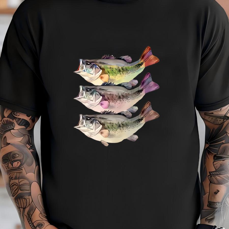 Colorful Bass Fishing Baby ® - Lake Fish Species Baby Bodysuit - Fishing Kids Shirt - Natural Boho Clothes - Baby Boy Clothes T-shirt