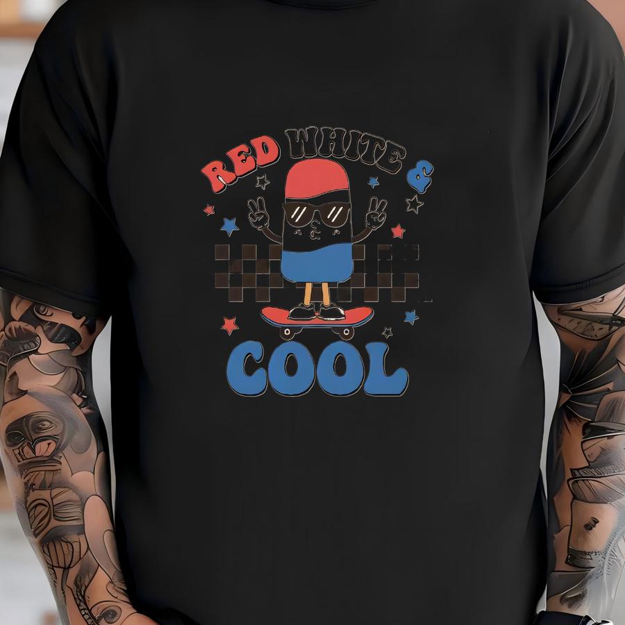 Red White And Cool Retro Kids Shirt - Retro Patriotic Toddler Shirt - Popsicle 4th Of July Summer Graphic Tee T-shirt