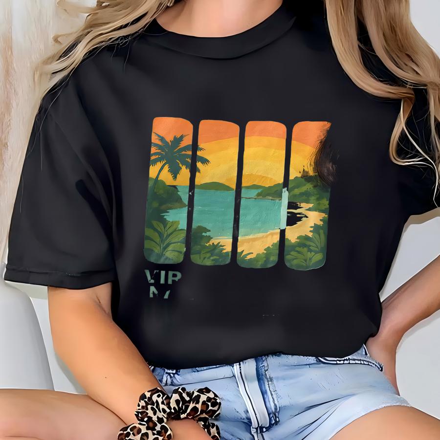 Virgin Islands National Park Shirt Sweatshirt Hoodie, Tropical Beach Scene Tee, Caribbean Sunset Graphic, Retro Island Gift T-shirt