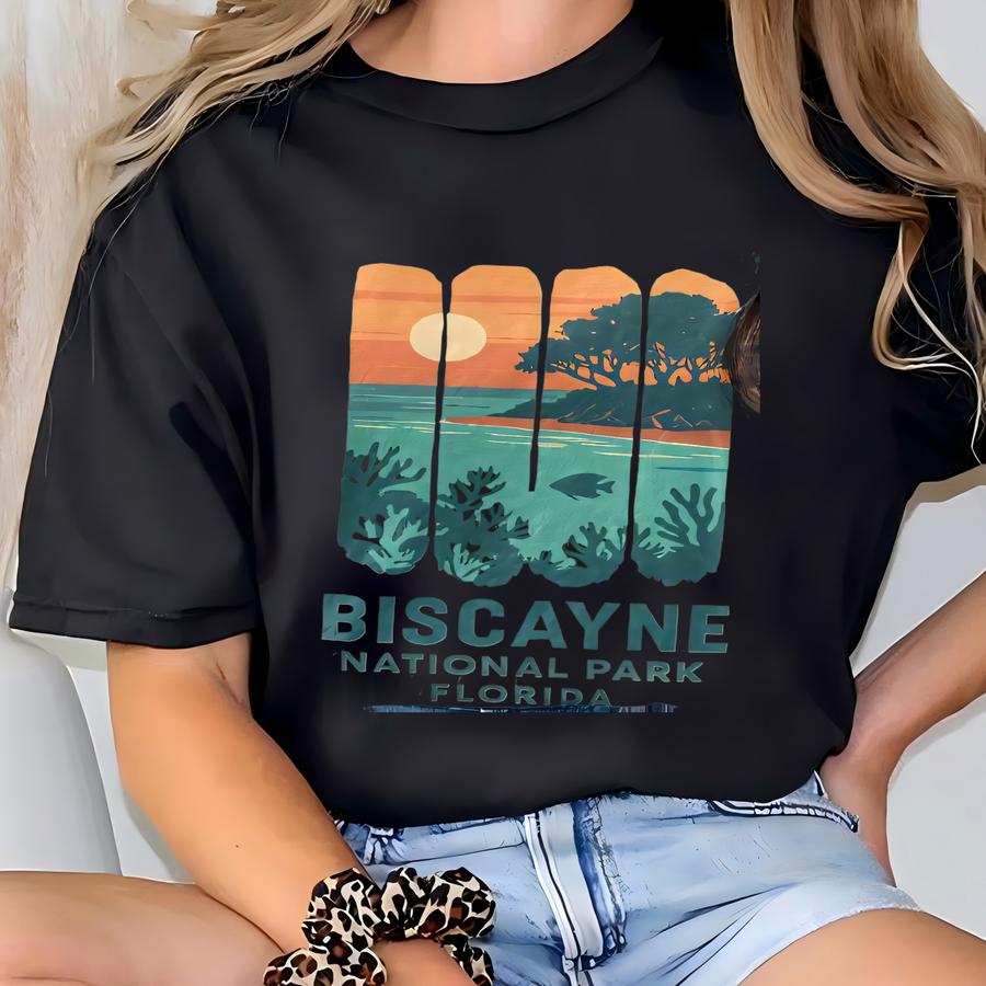 Comfort Color Biscayne National Park Tshirt Sweatshirt Hoodie, Florida Ocean Sunset Tee, Coral Reef Sea Life Shirt, Retro Nature Lover Gift T-shirt