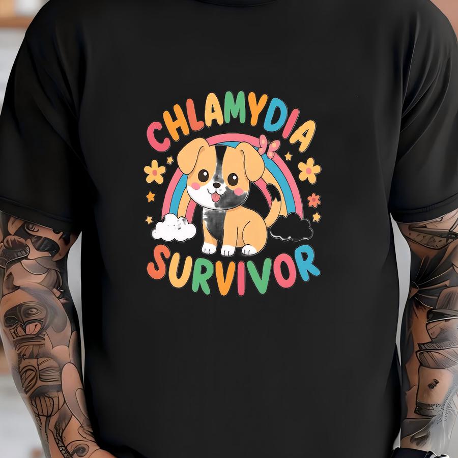 Chlamydia Survivor, Embarrassing Shirt, Funny Std, Adult Joke, Conversation Starter, Inappropriate Tee, Rude Dirty Unhinged, Shirt Exchange T-shirt