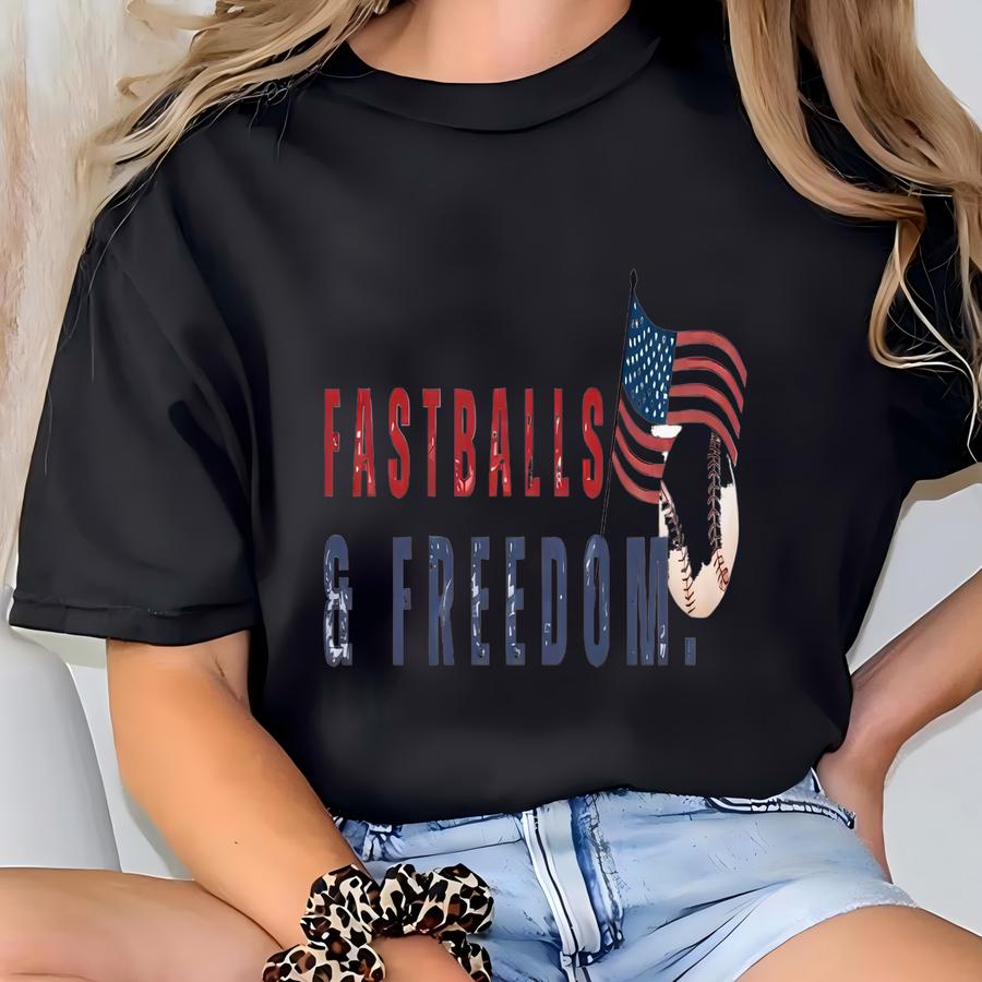 Fastballs And Freedom 4th Of July Baseball Shirt Mens Fourth Of July Firework Shirt Toddler Baseball Tee Youth Firecracker Sweatshirt Family T-shirt