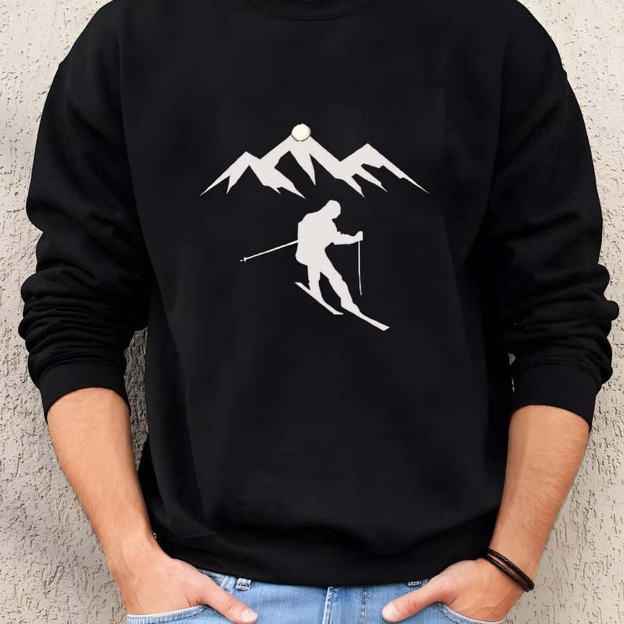 Work Remote Skiing T-shirt: Funny Winter Adventure Shirt Sweatshirt