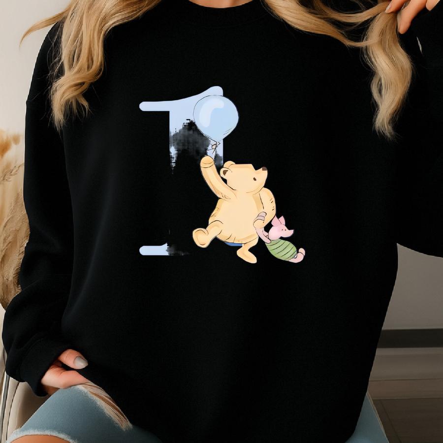 Classic Pooh 1st Birthday Shirt, First Birthday Outfit, Pooh Bear Infant Bodysuit, Pooh Birthday Party Outfit-boy Sweatshirt