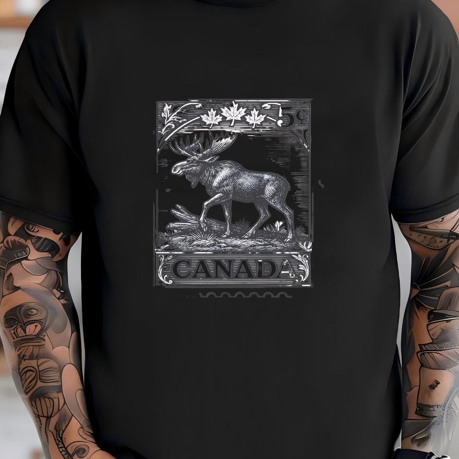 Canadian Stamp, Canada Shirt, Canadian Tshirt, Canada Hockey Apparel, Happy Canada Day Gift, Canadian Moose, Funny Canada Tee, Maple Leaf T-shirt