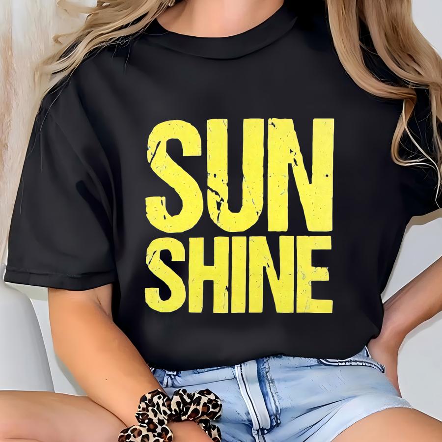 Sunshine Shirt – Bright Yellow Bold Graphic Tee For Summer – Positive Vibes Hoodie – Cute Beach Day Or Vacation Outfit For Women T-shirt