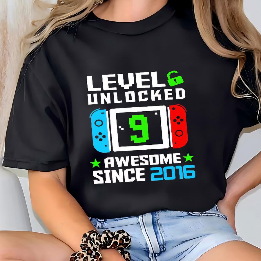 Level Unlocked Birthday Shirt, Custom Birthday Tshirt, Birthday Gift For Gamers, Birthday Gamer Tshirt, Personalized Name And Age, Bday Boy T-shirt