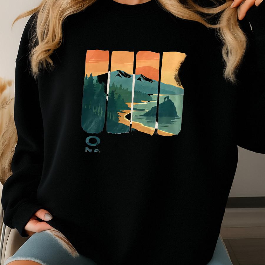 National Park Tshirt Sweatshirt Hoodie, Pacific Northwest Tee, Washington Line Mountains Graphic, Nature Shirt Sweatshirt