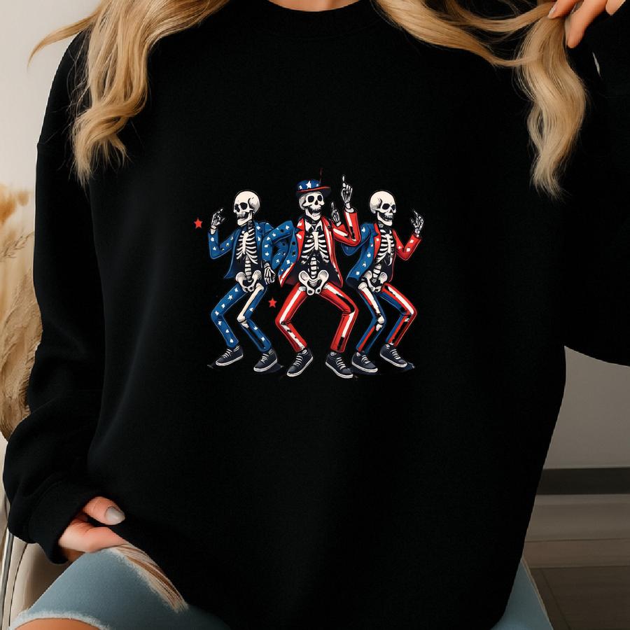 4th Of July Skeleton Shirt: Dancing Skellies Tee S-3xl Sweatshirt