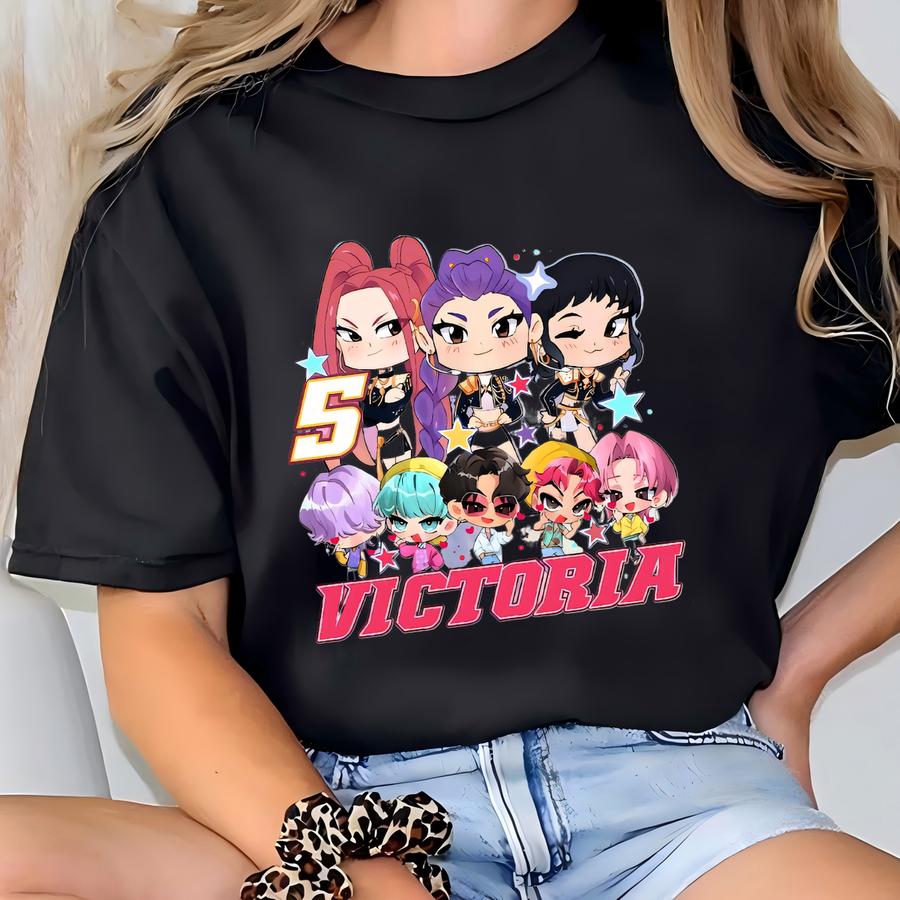 Custom Huntrix Birthday Girl Shirt, Personalized Kpop Demon Hunter Birthday Tee, Back To School, Gift For Huntrix Fan, Birthday Gift For Kid T-shirt