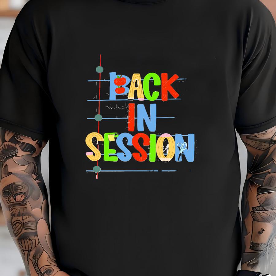 Back In Session Png | School Design | Digital Download | First Last Day Of School | Teacher | Bow | Pencil | Original Designer | Hand Drawn T-shirt