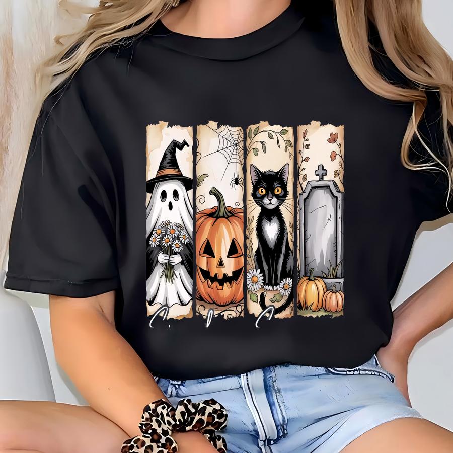 Spooky Season Shirt, Halloween 2025 Tee, Witchy Ghost Shirt, Fall Sweatshirt, Halloween Pumpkin, Autumn Hoodie, Black Cat Halloween, Horror T-shirt