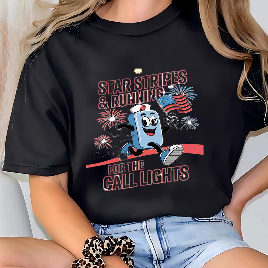 Stars Stripes Nurse Shirt: 4th Of July Patriotic Tee T-shirt