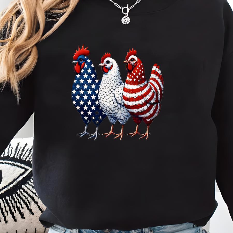 Patriotic Chicken Shirt, Patriotic Shirt, Usa Flag Shirt, 4th Of July Shirt, Independence Day Shirt, 4th Of July Men And Women Shirt Sweatshirt