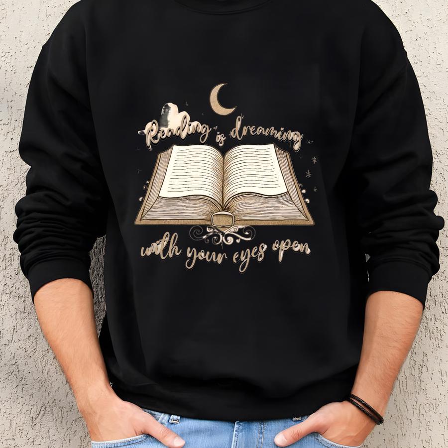 Book Lover Tee Shirt Design Reading Quote Shirt Teacher Gift Book Club Member Gift Librarian Cotton Shirt Moon Star Dreamy Design Book Lover Sweatshirt