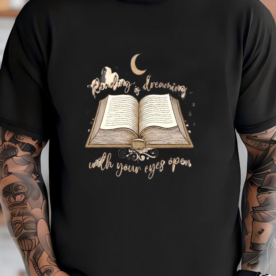 Book Lover Tee Shirt Design Reading Quote Shirt Teacher Gift Book Club Member Gift Librarian Cotton Shirt Moon Star Dreamy Design Book Lover T-shirt
