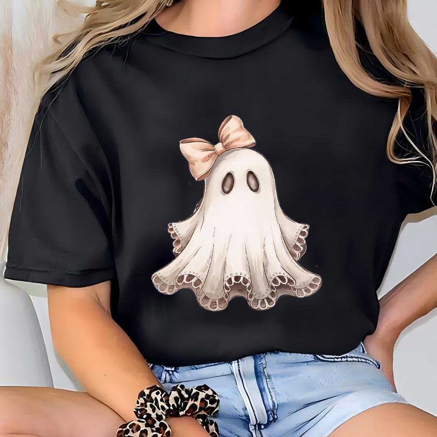 Gothic Ghost T Shirt, Halloween Ghost Hoodie, Cottagecore Hoodie, Coquette Ghost Ringer, Vintage Feel Halloween Tee, Ephemera Tee T-shirt