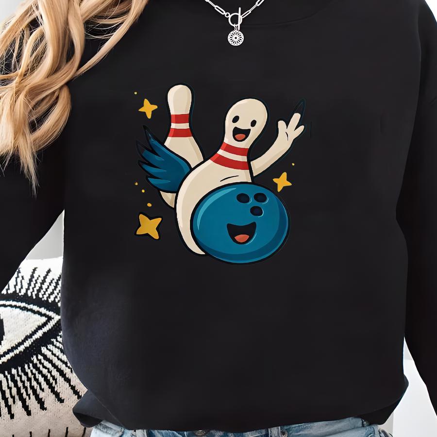 Custom Bowling Polo Shirt: Funny Cartoon Ball Pin, Team Name Sweatshirt