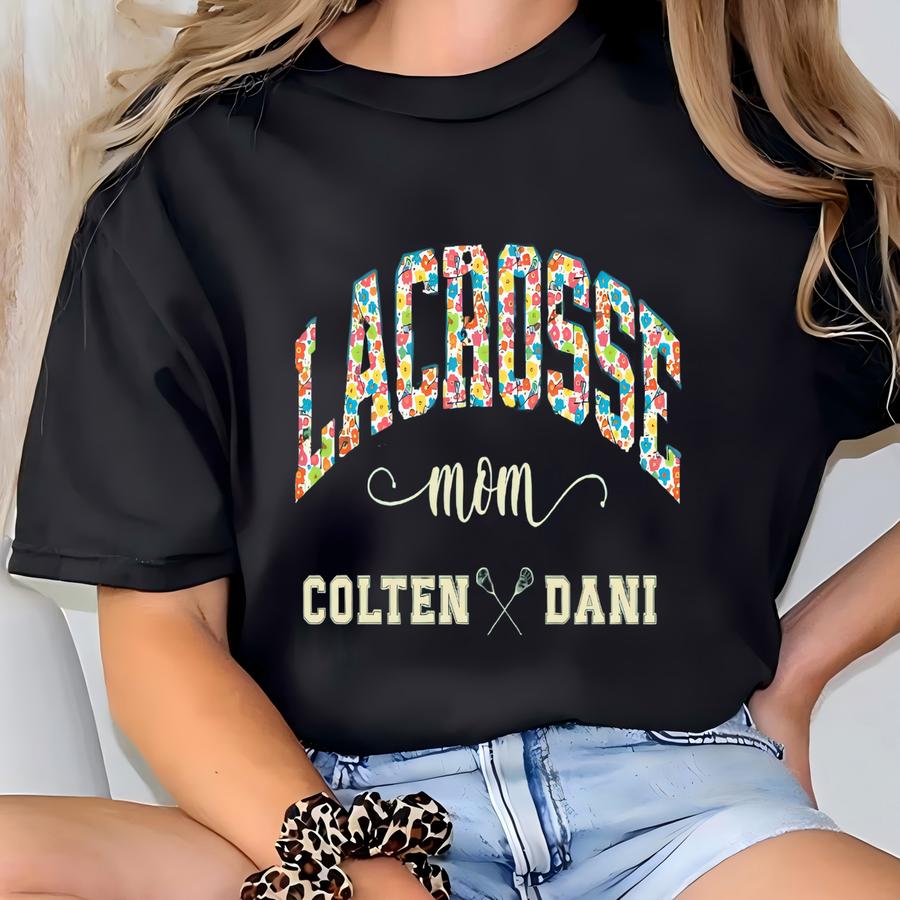 ® Lacrosse Mama Shirt Custom Name Mom Lacrosse Season Tee Women's Flower Lacrosse T Shirt Aunt Shirt Gift Lacrosse Gigi T-shirt