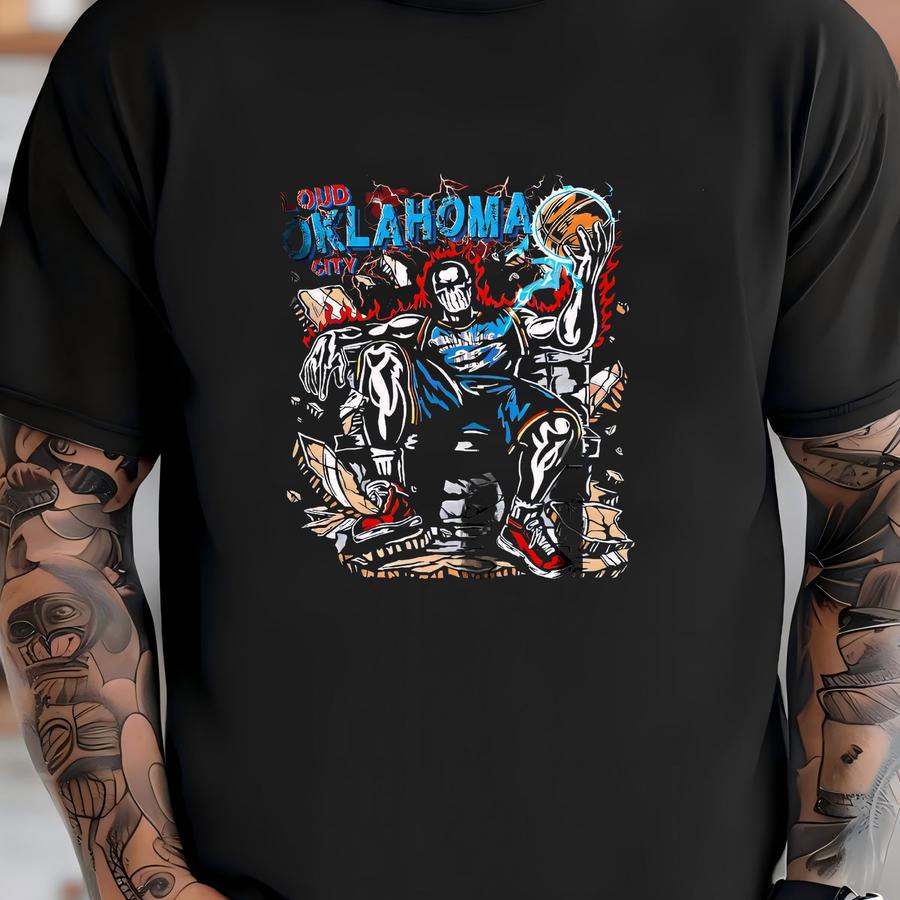 Loud Oklahoma City Skeleton Tshirt, Basketball Fan Shirt T-shirt