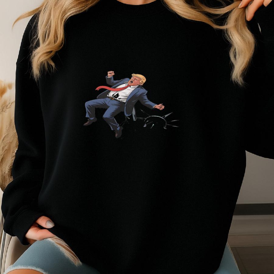 Statue Of Liberty Kicking Yard Sign: Anti Fascism Protest Art Sweatshirt