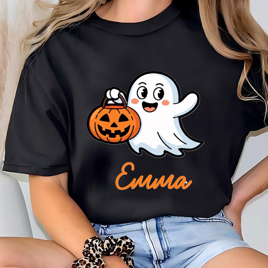 Personalized Halloween Sweatshirt, Custom Ghost Hoodie For Kids T-shirt