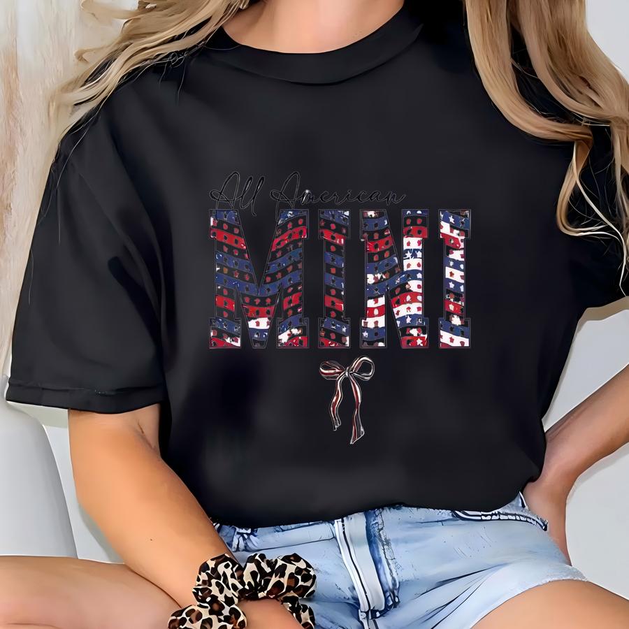 Patriotic Mama Mini Shirt, ® Coquette 4th Of July Tshirt, Independence Day Hoodie, Custom Usa Tee, America Tee, Gift For Mom T-shirt