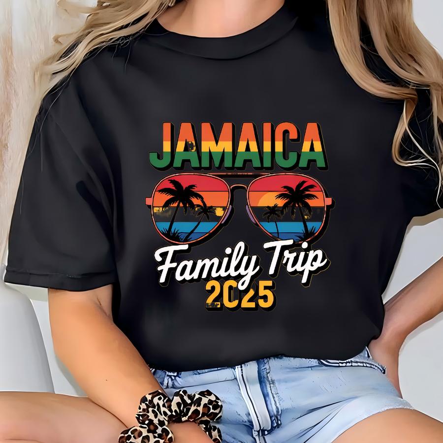 Jamaica Family Trip 2025 Shirt, Family Vacation Matching Tee, Island Getaway Travel Shirt, Caribbean Adventure Family Tee, Fun In The Sun T-shirt