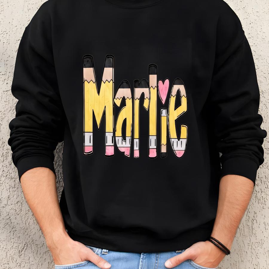 Personalized Back To School Kids Shirt, Custom Name Pencil Shirt, 1st Day Of School, Kids Name Toddler Tee, Personalized Name Toddler Shirt Sweatshirt