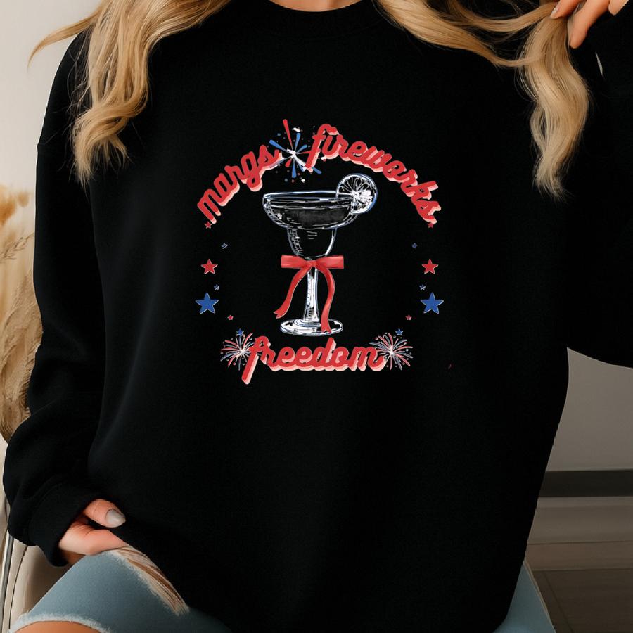 Margs Fireworks Shirt Funny 4th Of July Margarita Shirt Save Water Drink Margs Land Of The Free Usa 1776 Shirt 4th Of July Outfit Women Sweatshirt