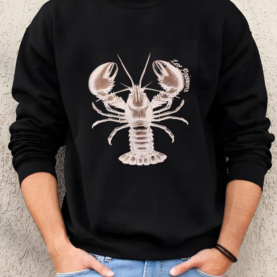 ® Lobster T-shirt, French Al Tee, Distressed Shirt, Oversized Coquette Aesthetic, Nautical Style Sweatshirt
