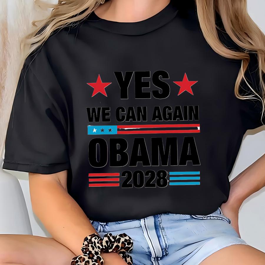 Yes We Can Again Obama 2028 Hoodie, Political Shirt, Obama Support Sweatshirt, Liberal Activist Gift, Anti Crewneck, Obama Shirt T-shirt