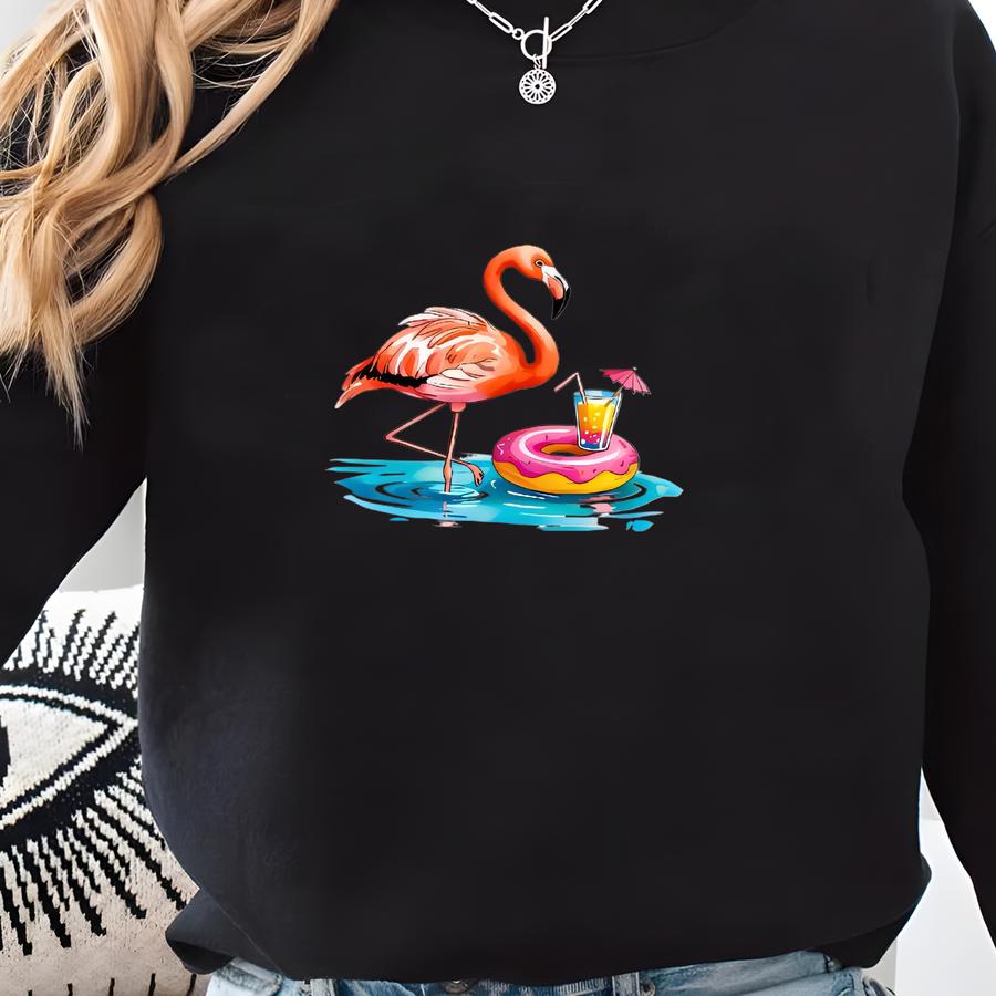 Funny Summer T-shirt, Cute Flamingo Shirt, Summer Beach Graphic Tee, Funny Vacation Shirt, Tropical Animal T-shirt, Beach Trip, B'day Gift Sweatshirt