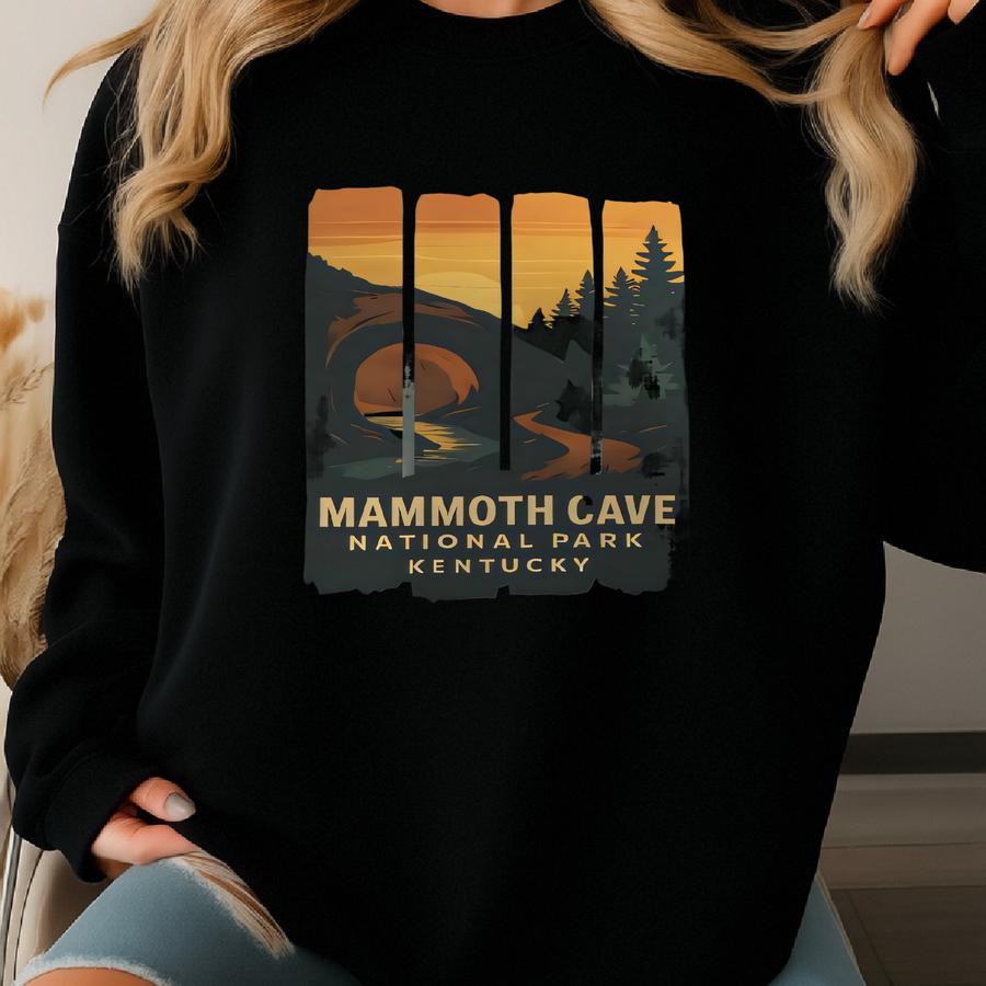 Mammoth Cave National Park Kentucky Shirt Sweatshirt Hoodie, Cave Sunset Graphic Tee, Hiking Adventure Gift, Nature Lover Top Sweatshirt