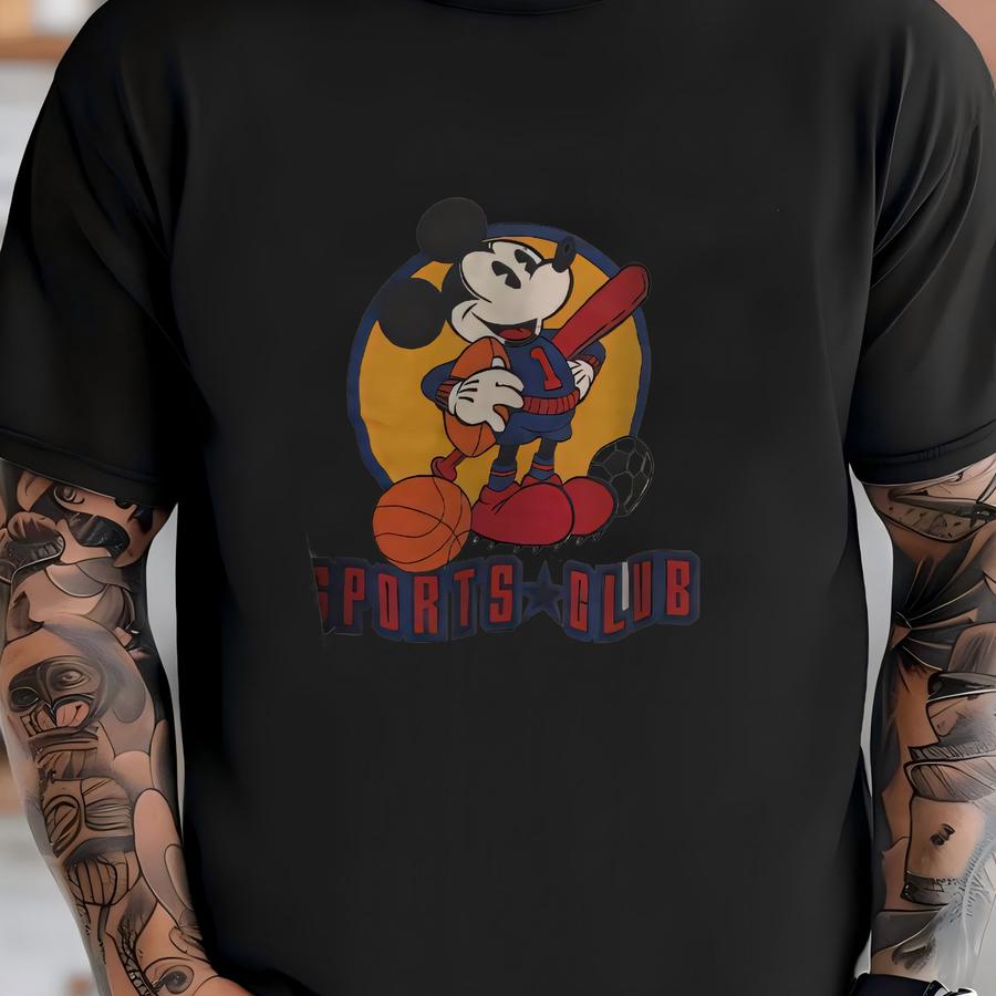 Vintage 90's Mouse Grey Sweatshirts Medium Mouse Land Cartoon Sports Club Sweater Mouse Walt Jumper Size M T-shirt