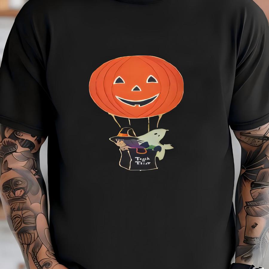 Vintage 90s Happy Halloween Sweatshirt: Pumpkin Ghost Crewneck - Size L T-shirt