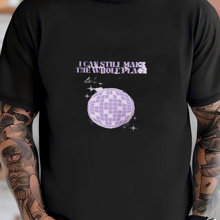 Bejeweled Disco Ball Print: Retro Purple Dorm Decor T-shirt