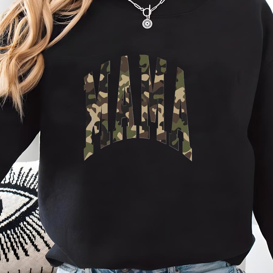 Camouflage Mama T-shirt, Camo Mama Shirt, Mother's Day Gift, 4th Of July Mama Shirt, Gift For Soldier's Mama,  Mama Sweatshirt Sweatshirt