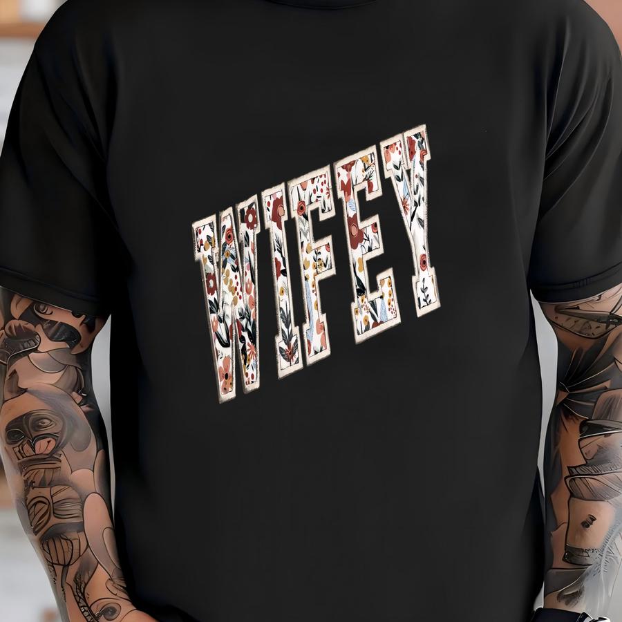 Wifey Sweatshirt, Tone On Tone Botanical Floral Wifey Sweatshirt, Gift For Bride, Newlywed Sweatshirt, Wifey Honeymoon Outfit T-shirt