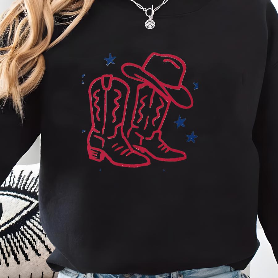 American Cowboy Boots 100% Cotton Tee Sweatshirt