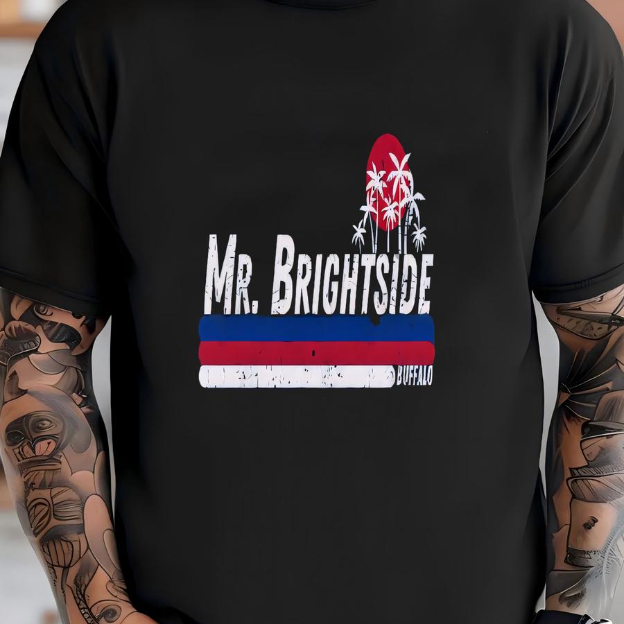 Buffalo Football Hoodie: Distressed Retro Style Print Mr. Brightside  T-shirt