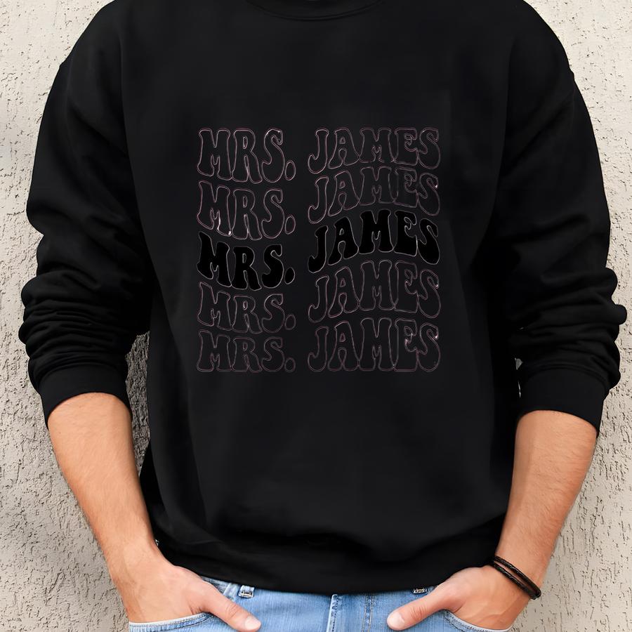 Personalized Mrs Shirt,custom Bride Shirt, Custom Last Name Shirt, Personalized Wifey Shirt, Mrs. Shirt, Bridal Party Shirt Sweatshirt