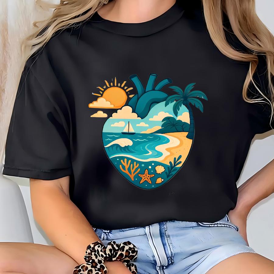 Cardiac Nurse Shirt Beach Tshirt With Quote  T-shirt