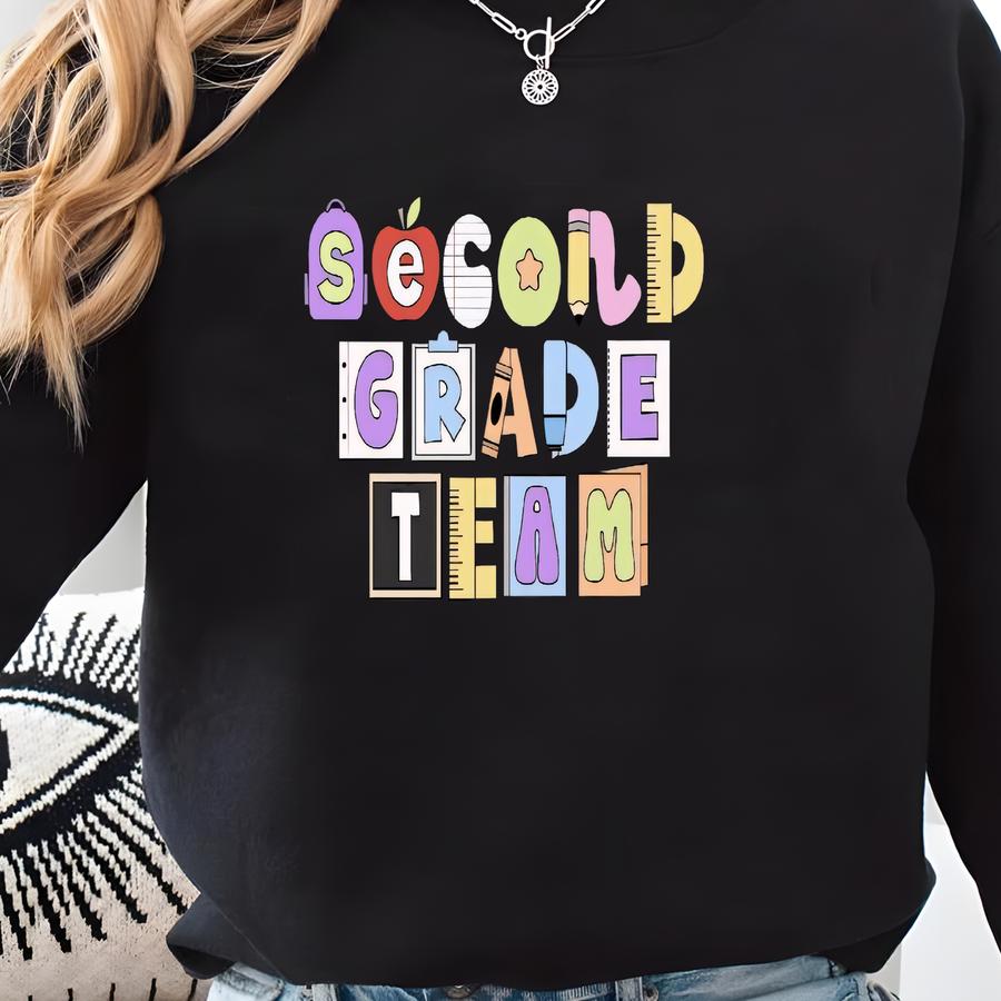 Second Grade Crew Teacher Shirt – Bold Back To School Tee For 2nd Grade Team – Bella + Canvas Unisex Fit – Team Shirts For Educators Sweatshirt