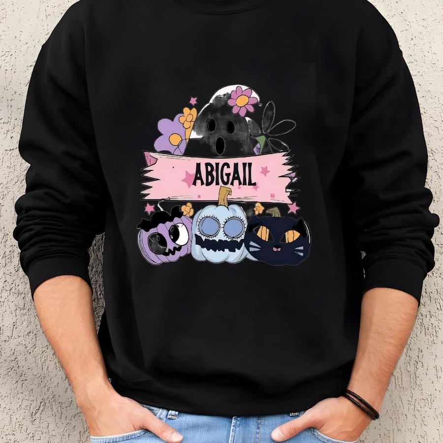 Personalized Ghost Name Halloween Shirt: Retro Girls Toddler Tee Sweatshirt