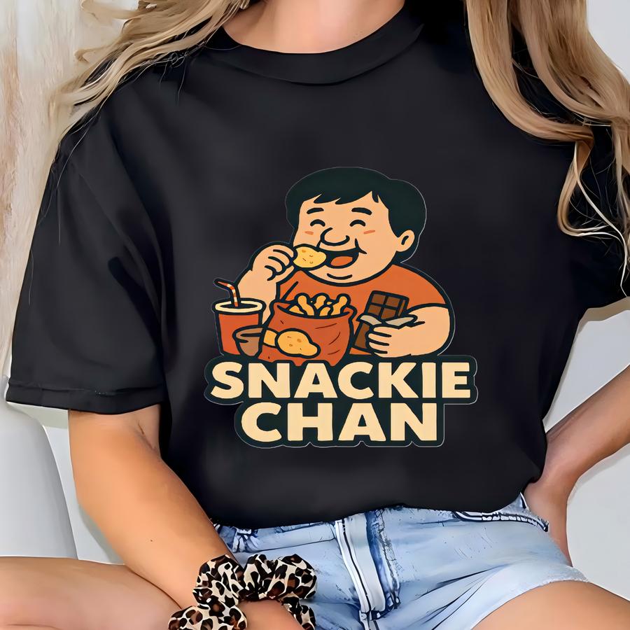 Snackie Chan Funny Unisex Tee | Retro Foodie Graphic Hoodie, Gift For Snackers, Dads And Grads Party Shirt, Punny And Funny Tee T-shirt